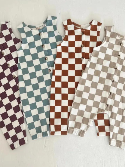 Berry Cheesecake Checkerboard / Organic Bay Jumpsuit