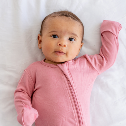 Baby Bamboo Pajamas w/ DreamCuffs™ - Dusty Rose