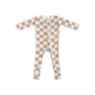 Baby Bamboo Pajamas w/ DreamCuffs® - Oat Latte Checkerboard