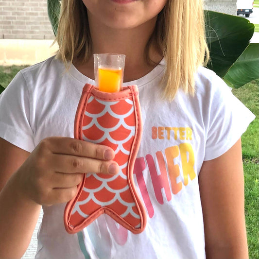 Mermaid Tail Neoprene Popsicle Holder Orange Freezie Koozie
