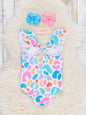 Colorful Leopard Print Ruffle Swimsuit