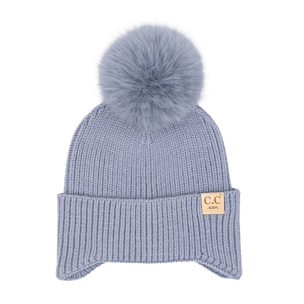 Kid's CC Double Pom Beanie with Ear Flaps