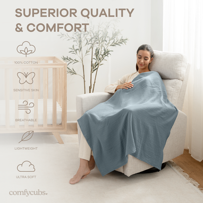Muslin Swaddle Blankets Pack of 3 by Comfy Cubs