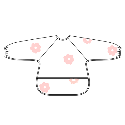 Smock Bib for Baby & Toddler Long Sleeve (Pink Flowers)