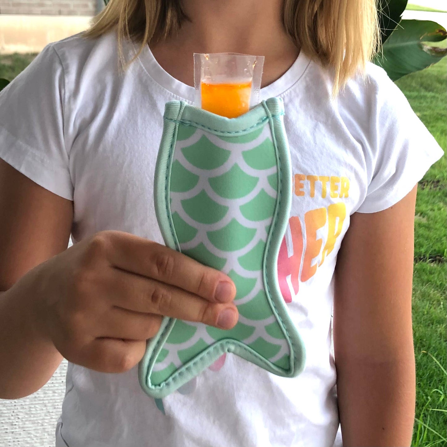 Mermaid Tail Neoprene Popsicle Holder Mint Freezie Koozie