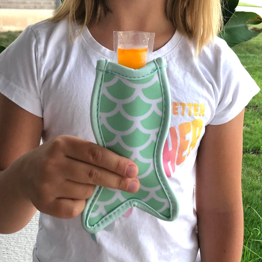 Mermaid Tail Neoprene Popsicle Holder Mint Freezie Koozie