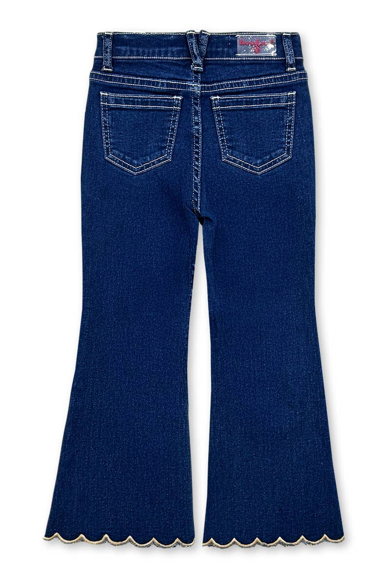 Girl's Flare Leg Denim Jean w/ Scalloped Hem - Light
