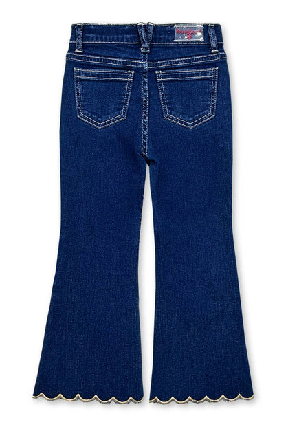 Girl's Flare Leg Denim Jean w/ Scalloped Hem - Light