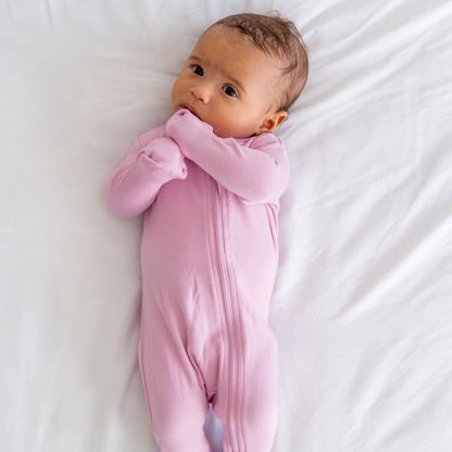 Baby Bamboo Pajamas w/ DreamCuffs™ - Dusty Rose