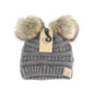 BABY Solid Ribbed Faux Fur Double Pom C.C Beanie