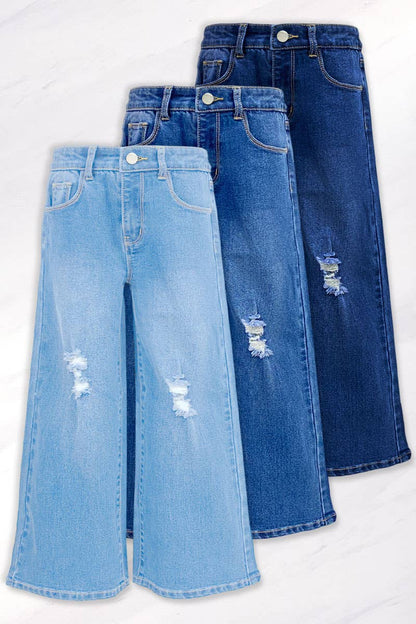 Toddler's Denim Pants w/ Wide Leg & Distress