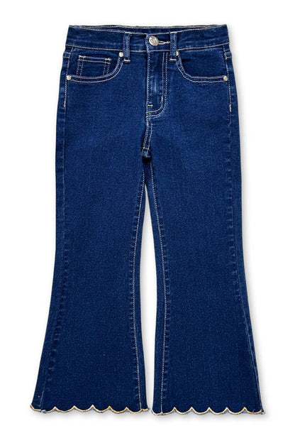Girl's Flare Leg Denim Jean w/ Scalloped Hem - Light